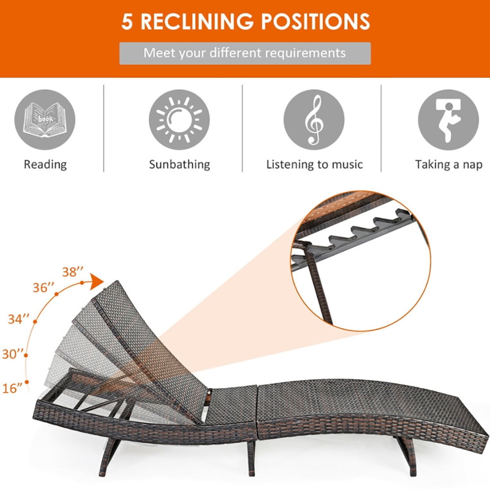 Aimee Lii Patio Folding Chaise Lounge with 5 Adjustable Levels and Cushion, Patio Loungers, White Aimee Lii Patio Folding Chaise Lounge with 5 Adjustable Levels and Cushion, Patio Loungers, White
