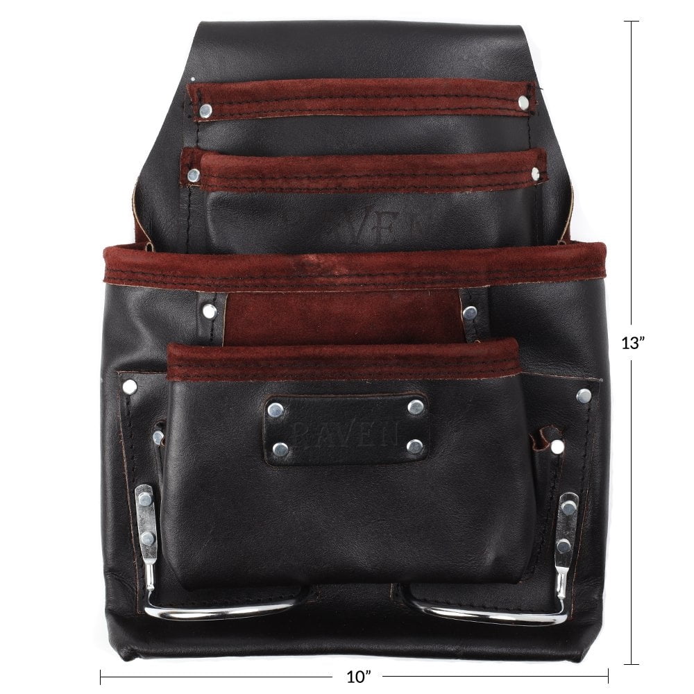 ToolTreaux 10 Pocket Oil Tanned Leather Tool Pouch for Woodworking Electrician Tools DIY Contractor Bags