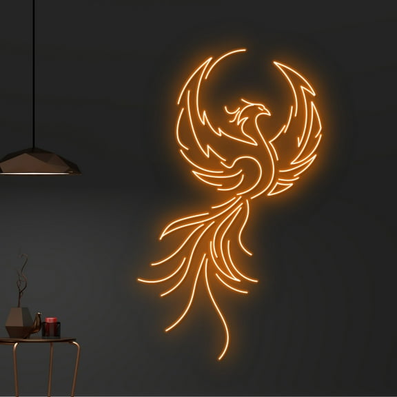 Handmadetneonsign Custom Fiery Phoenix Neon Sign, Mythical Phoenix LED Sign, Tribal Firebird Neon
