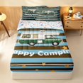 thumbnail image 2 of Erosebridal Camper Happy Camping Zipper Twin Comforter Sets with Fitted Sheet and 2 Pillowcases, Brown Blue Stripe Zipper Bedding Set, Colorful Stars Reversible, 2 of 7