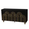 thumbnail image 7 of Modern Fluted Sideboard Buffet with Storage, Curve Element with Strict Lines, 4 Doors Storage Cabinet with Adjustable Shelves for Kitchen, Dining Room, Living Room (Black), 7 of 7