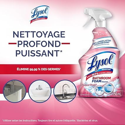 Lysol Bathroom Cleaning- Bathroom Cleaner Spray,Multi-surface cleaner trigger, Bathroom Foam, Summer Fresh, Powers Through Soap Scum, 950 mL