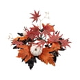 thumbnail image 2 of Assorted Fall Artificial Pumpkin Maple Leaf Candle Ring, Mini Rustic Harvest Candle Wreath, 3 Styles Tabletop Small Wreath, Decorative Candle Ring for Thanksgiving Halloween Table Mantel Decor, 2 of 6