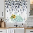 thumbnail image 6 of Blue Grey Eucalyptus Swag Valances for Windows, Kitchen Curtains 36 Inch Length 2 Panels Set, Watercolor Spring Weeping Botanical Short Curtains for Small Windows Rod Pocket Cafe Curtains 28"x36", 6 of 8