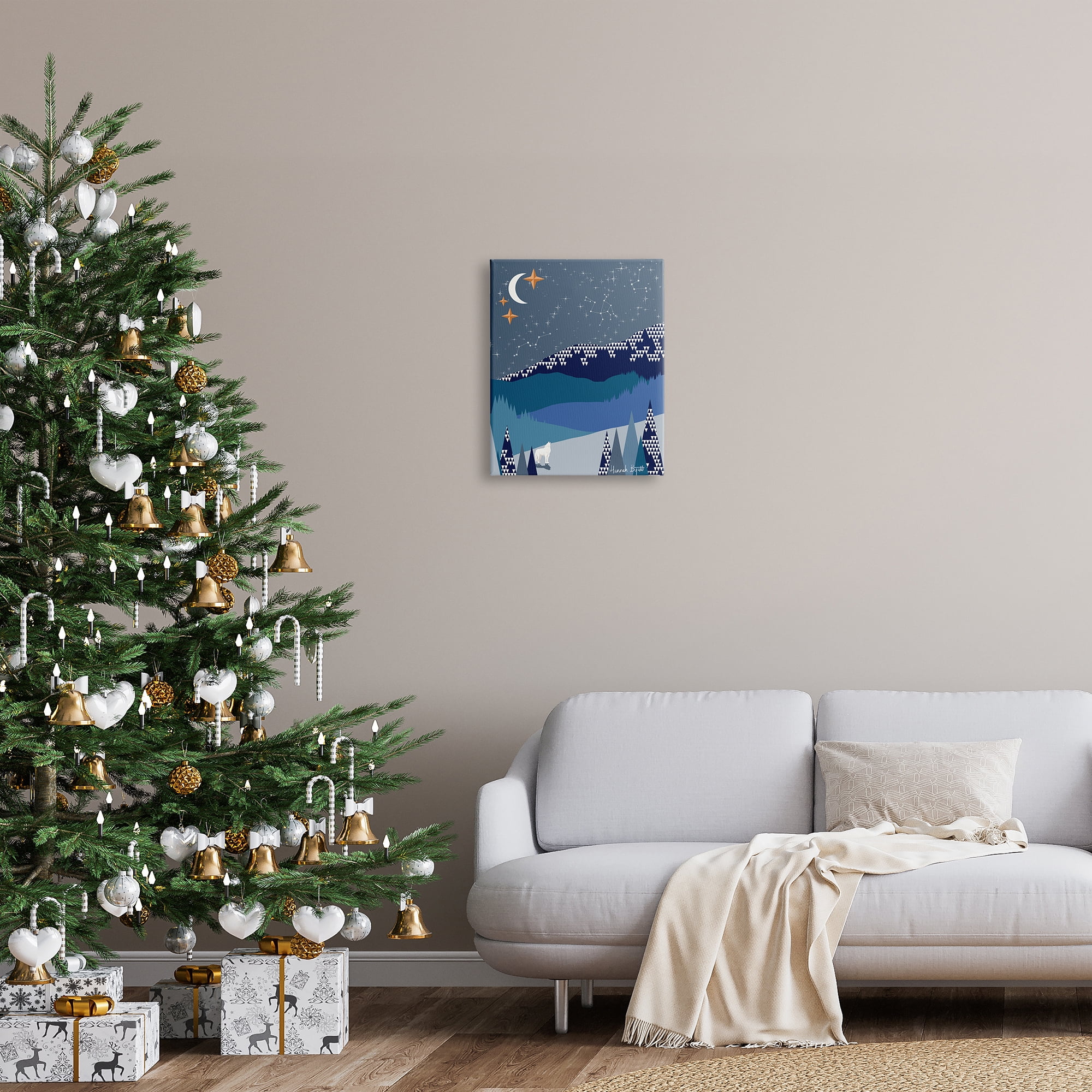 Stupell Industries Winter Night Landscape Holiday Painting Gallery Wrapped Canvas Print Wall Art, 16 x 20