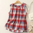 thumbnail image 2 of Gpoecd Camisoles pour Femmes Décontractées à Carreaux, Col Rond, Sans Manches, avec Cordon, Nœud, Débardeur pour Femmes Rouge, TG, 2 of 4