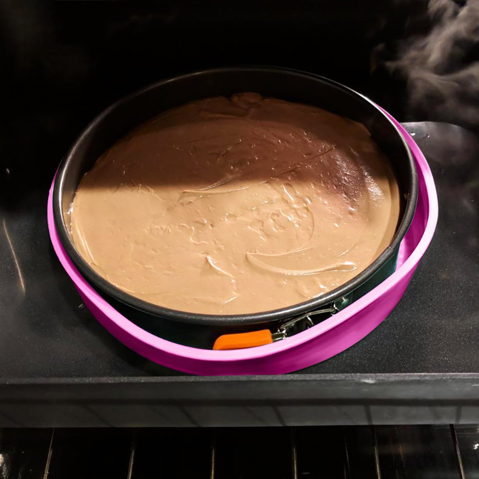 Honrane Water Bath Cheesecake Pan Round Silicone Cake Baking Tray