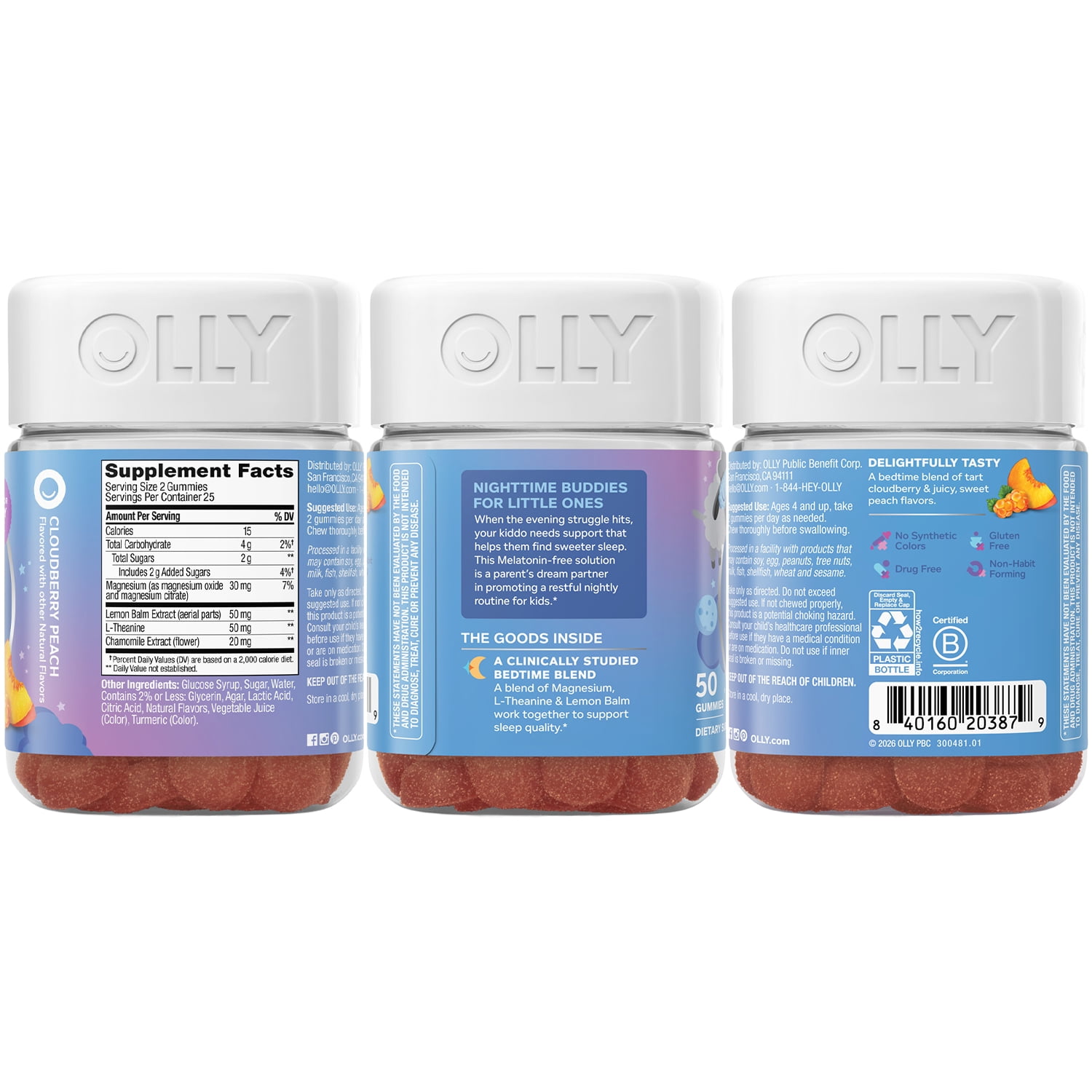 OLLY Kids Melatonin Free Sleep Gummy Supplement, Supports Sleep Quality, Magnesium, 50ct