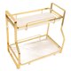 thumbnail image 5 of Estante de almacenamiento para baño, organizador de esquina de pared, estante de pie para sala de estar, dormitorio, cocina, blanco y dorado, 2 niveles, 5 of 14