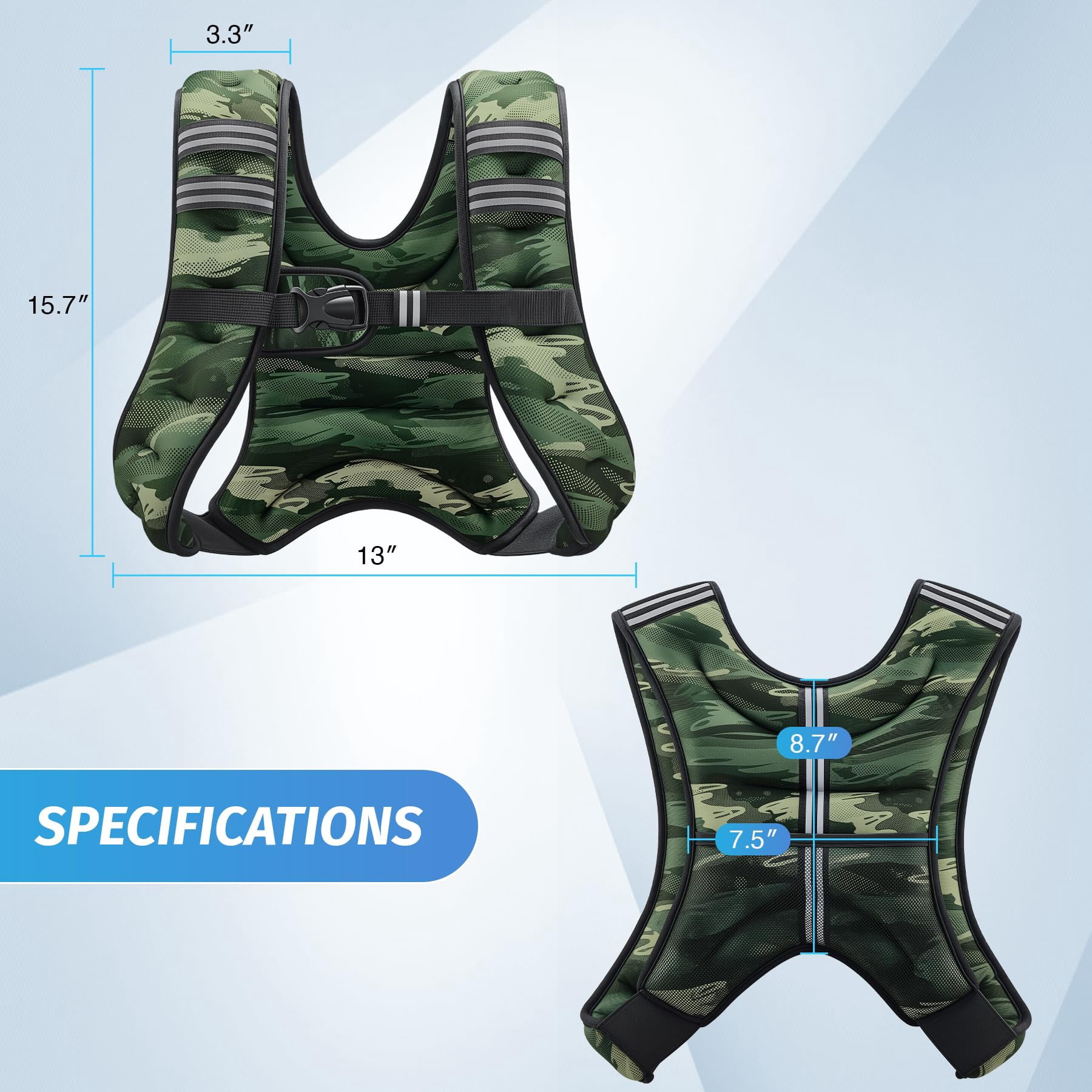 Weighted Vest 6-30lb with Reflective Stripe for Workout Running Fitness Strength Training