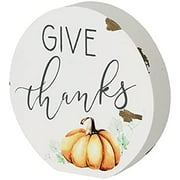 Collins 5" Round Wooden "Give Thanks" Fall Shelf Setter
