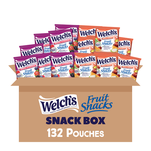 Welch's Fruit Snacks Gluten-Free Fruit Punch & Berries 'N Cherries Soft Fruit Snacks, .8 oz (132 pack)