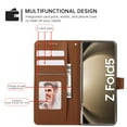thumbnail image 5 of ELEHOLD Case for Samsung Galaxy Z Fold 6, Shockproof Flip PU Leather Wallet Magmetic Buckle Case with Card Holder Slots Stand & Wrist Strap,Brown, 5 of 8