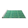 thumbnail image 2 of Ahgly Company Machine Washable Indoor Round Oriental Turquoise Blue Modern Area Rugs, 4' Round, 2 of 4