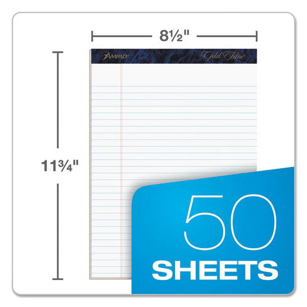 "Gold Fibre Quality Writing Pads, Wide/legal Rule, 50 White 8.5 X 11.75 Sheets, Dozen | Bundle of 2 Dozen"