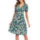 thumbnail image 3 of Vestido de manga corta de playa boho floral de gasa con cuello en V casual para mujer Fridja yut3450, 3 of 8