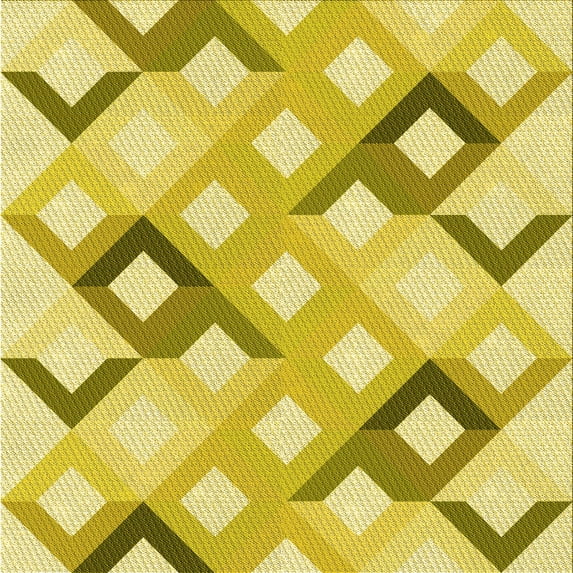 Ahgly Company Indoor Square Patterned Bold Yellow Area Rugs, 6' Square