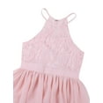 thumbnail image 5 of Hansber Kids Flower Girl Dress Halter Chiffon Long Party Junior Wedding Evening Prom Maxi Gown Dress Pearl Pink 6, 5 of 6
