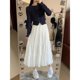 thumbnail image 2 of Falda acampanada de talle alto que adelgaza para mujer, talla grande, largo medio, estilo coreano en forma de pera, falda blanca de verano, 2 of 5