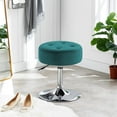 thumbnail image 5 of ZYPPP Modern Velvet Vanity Stool Makeup Stool Vanity Chair Height Adjustable Swivel Stool Round Ottoman Atrovirens, 5 of 9