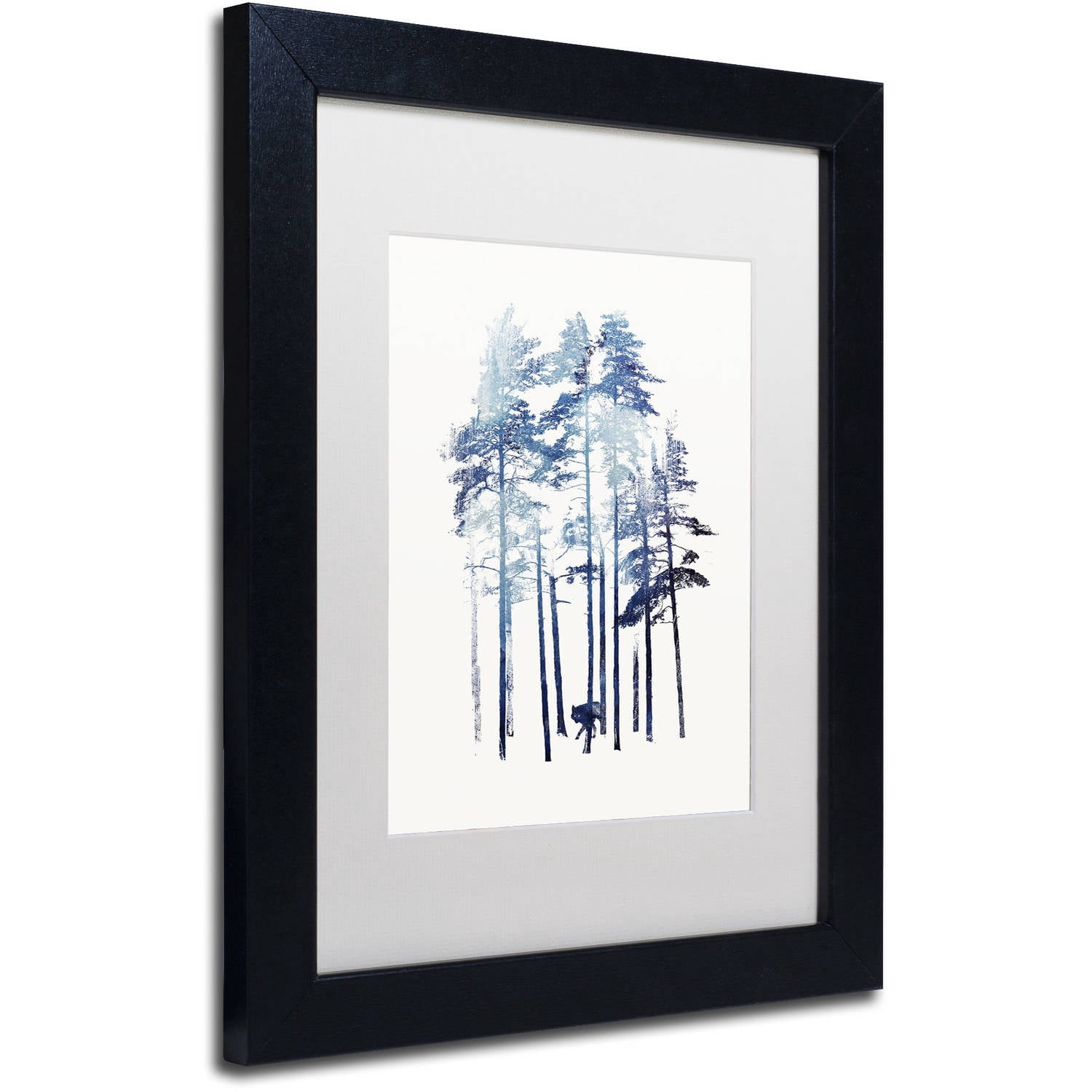 Trademark Fine Art 'Winter Wolf' Canvas Art by Robert Farkas, White Matte, Black Frame