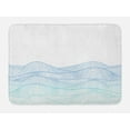 thumbnail image 1 of Blue and White Bath Mat, Ocean Seascape Abstraction with Wavy Line Composition Aquatic, Non-Slip Plush Mat Bathroom Kitchen Laundry Room Decor, 29.5 X 17.5 Inches, Blue Turquoise and White, Ambesonne, 1 of 2