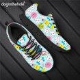 thumbnail image 1 of Zapatos Doginthehole con estampado de dientes dentales rosas para mujer, planos, para primavera y otoño, informales, con cordones y logotipo personalizado, 1 of 6