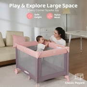 Pamo Babe 4-in-1 Baby Playard with Bassinet & Changing Table for Newborn,4-Panels Playpen