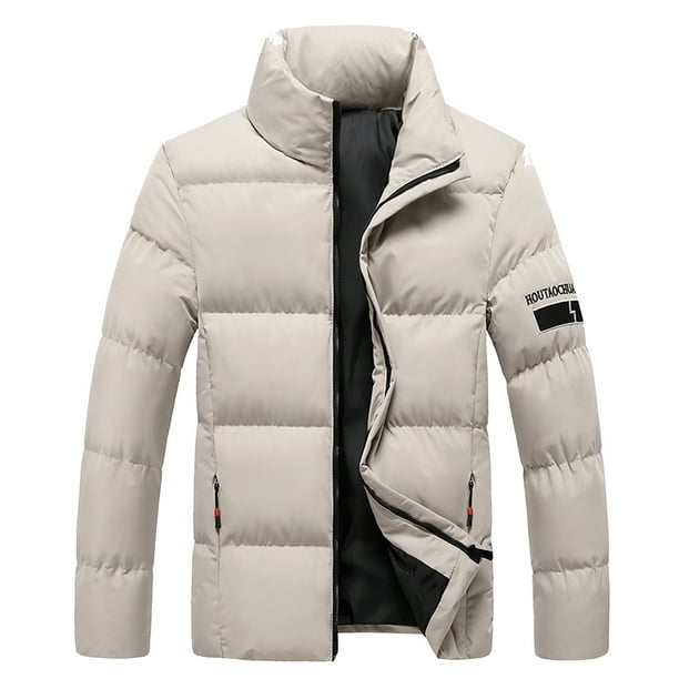 Gibobby Chaqueta aislante para hombre Chaqueta de cuello cálida de invierno Softshell a de viento para hombres suaves Abrigos y chaquetas para hombres(Blanco,G)
