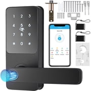 KFFKFF Smart Lock, Keyless Entry Door Lock with Handle, APP Control Fingerprint Door Lock, 7-in-1 Smart Locks for Front Door, Electronic Digital Lock with Keypad