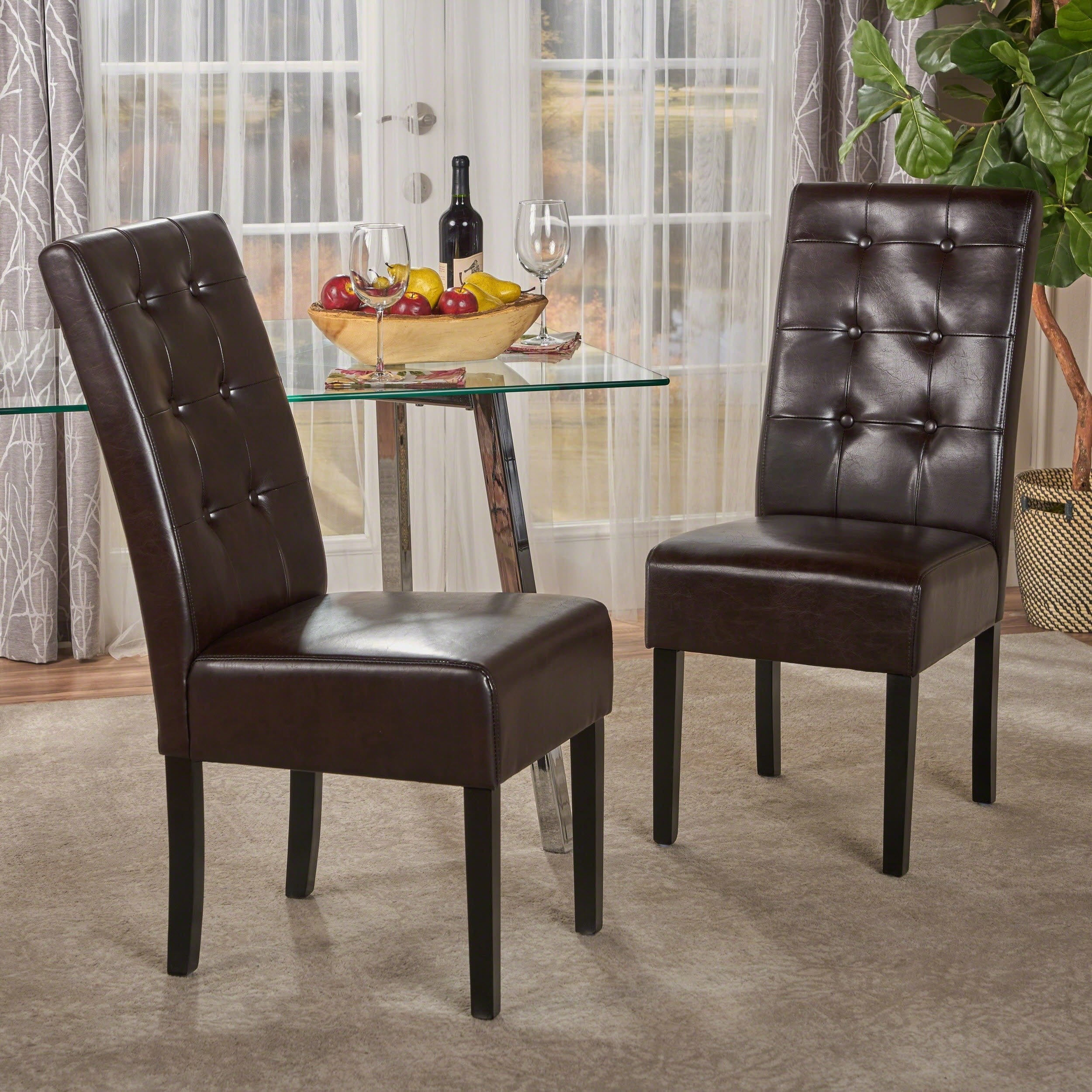 Christopher Knight Home Josiah Bonded Leather Dining Chair (Set of 2