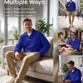 thumbnail image 6 of Mens Waffle Knit Polo Pullover Sweatshirt Long Sleeve Casual Textured Fall Sweater Top, 6 of 9