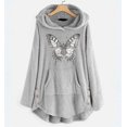 thumbnail image 2 of Túnica de moda Gibobby Vestido de Mujer de Manga larga con orejas y gorro con capucha y forro polar con estampado y bolsillos con botones Gris XXL, 2 of 4