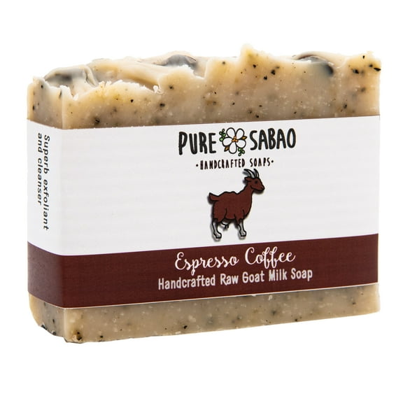 Pure Sabao - Espresso Coffee Goat Milk Soap - Natural Handmade Soap, Simple Ingredients, Organic Shea Butter