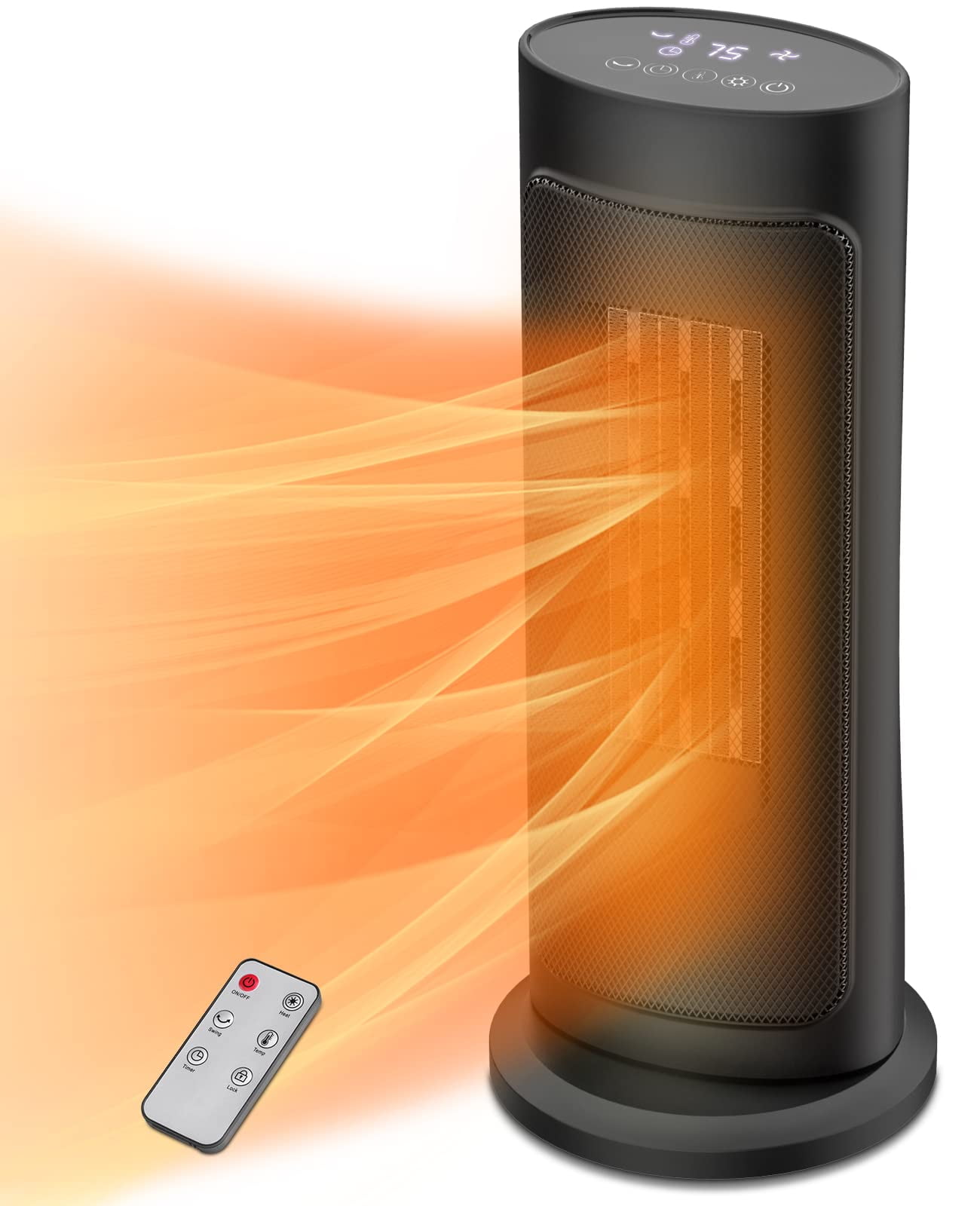 Electric Space Heater, 1500w Portable Tower Heater with 60° Oscillation
