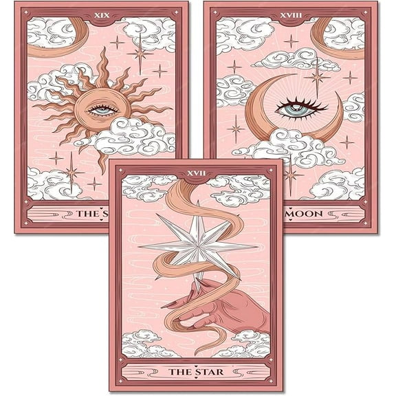 3Pcs Pink Tarot Diamond Painting Kits for Adults,5D Diamond Painting Diamond Art Kits,Diamond Art Diamond Painting Kits,Round Diamond Dot Full Drill Diamonds Crafts for Wall Decor&Gift
