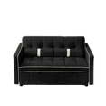 thumbnail image 2 of Modern 55.5" Pull Out Sleep Sofa Bed 2 Seater Loveseats Sofa Couch with Side Pockets, Adjsutable Backrest and Lumbar Pillows for Apartment Office Living Room (Black), 2 of 11