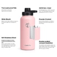 thumbnail image 2 of GEDUX 32oz Insulated Stainless Steel Water Bottle with 2 Leak Proof Lids(Spout Lid and Straw Lid) Wide Mouth Powder-Coated Water Bottle for Sports and Travel, Pink, 2 of 7