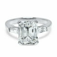 thumbnail image 2 of HeartsAndYou 3.2ct Emerald Cut Moissanite Baguette Accents Trilogy Ring 18k White Gold over Silver, 2 of 9