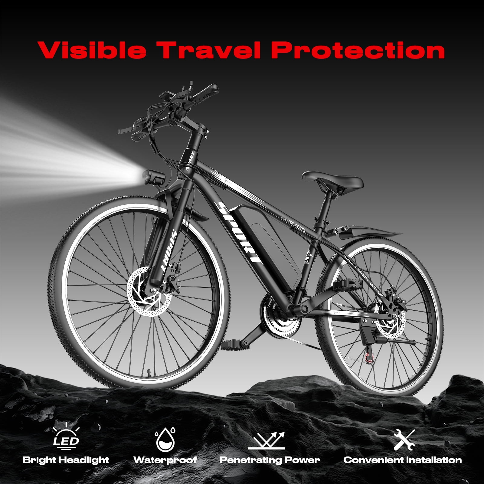 AVBDJOY 26" Electric Mountain Bike for Adults, 7-Speed eBike with 1500W Peak Motor, Up to 28 MPH, 60 Miles Max Range, Electric Bicycle with Removable Battery & 5-Working Modes