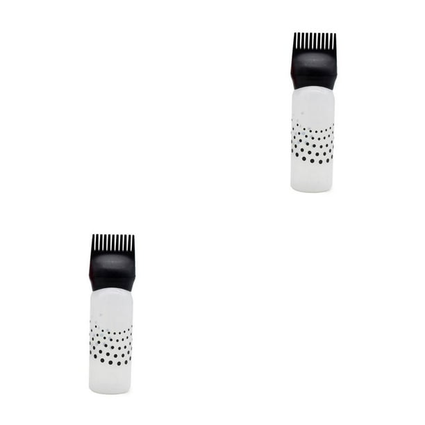 Guardurnaity Botella aplicadora de tinte para el cabello para el hogar, barbería, 120ml, dispensador de cepillo dispensador de relleno Negro 2piezas