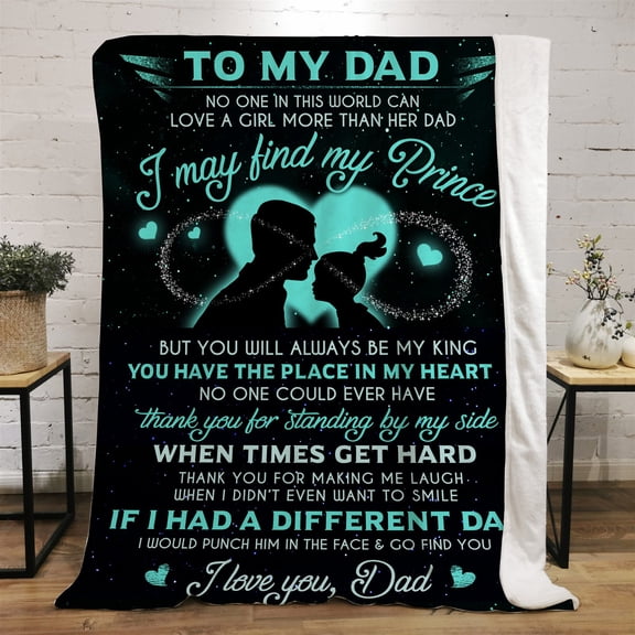 Fancy to My Dad from Daughter Flannel Fleece Throw Blanket 60"x50", Grateful Love Birthday Gift Throws Blankets, Happy Father's Day Present for Sofa, Super Cozy Lightweight Father Gifts Idea Style 1