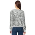 thumbnail image 3 of Women's Glitter Sequin Sweatshirt Long Sleeve Pullover Tops with Ribbed Cuffs, 3 of 5