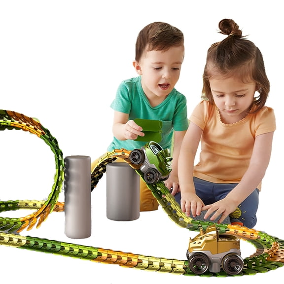 Esaierr Toddler Kids Boys Dinosaur Track Racing Cars Toys Anti-Gravity Flip Coaster Splicing Toys 3-7Y Boys Educational Toys