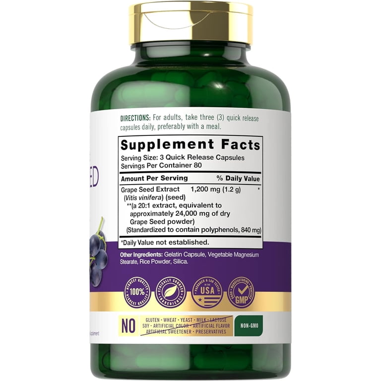Carlyle Grapeseed Extract, 24000 mg, 240 Capsules, Flavonoids