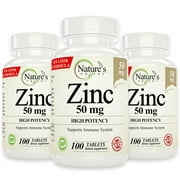 3 Pack - Zinc Supplement 50mg for Immune Support (Total 300 Tablets)
