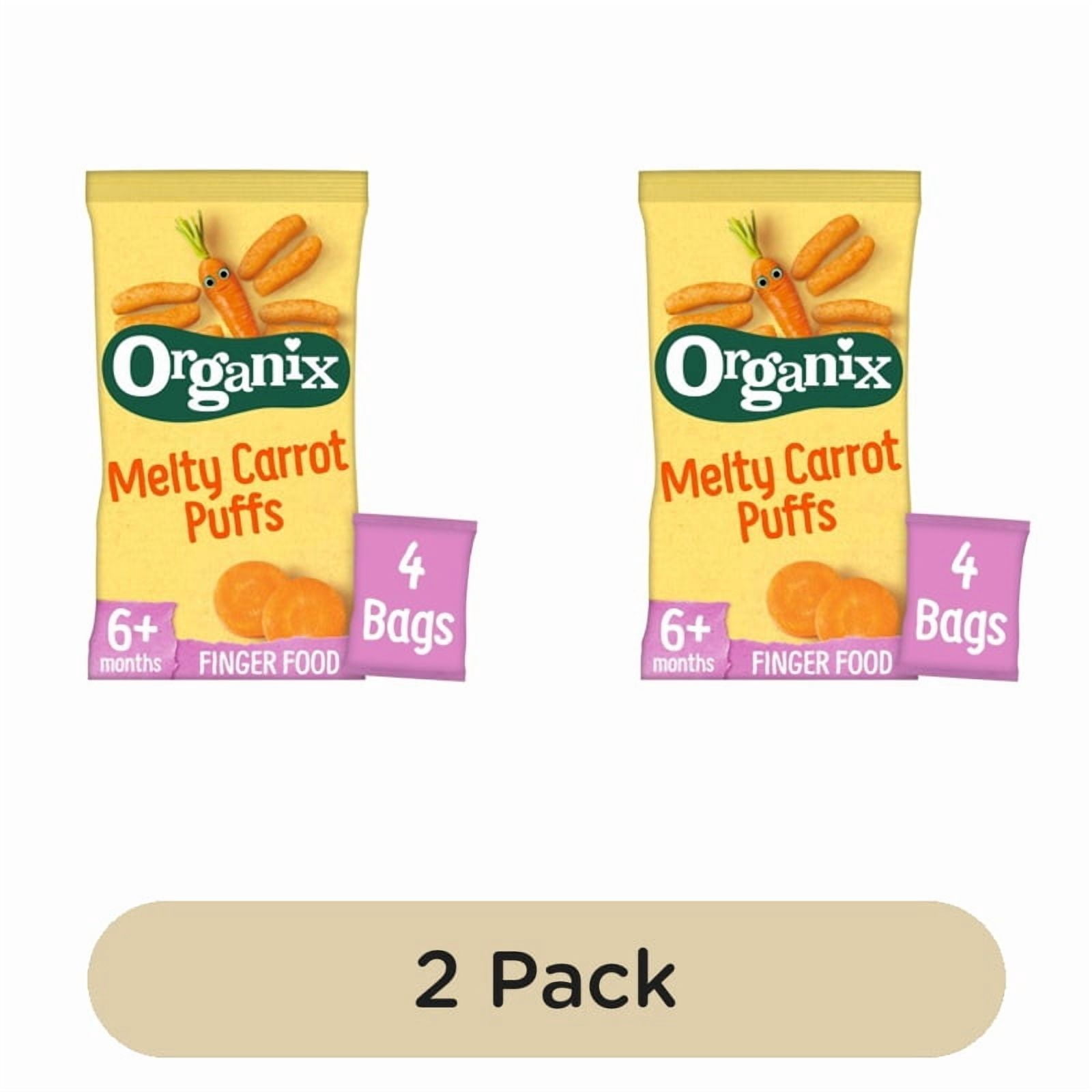 Organix Melty Organic Carrot Baby Puffs Multipack 6 months+ 4 x 18g, British Import (Pack of 2)