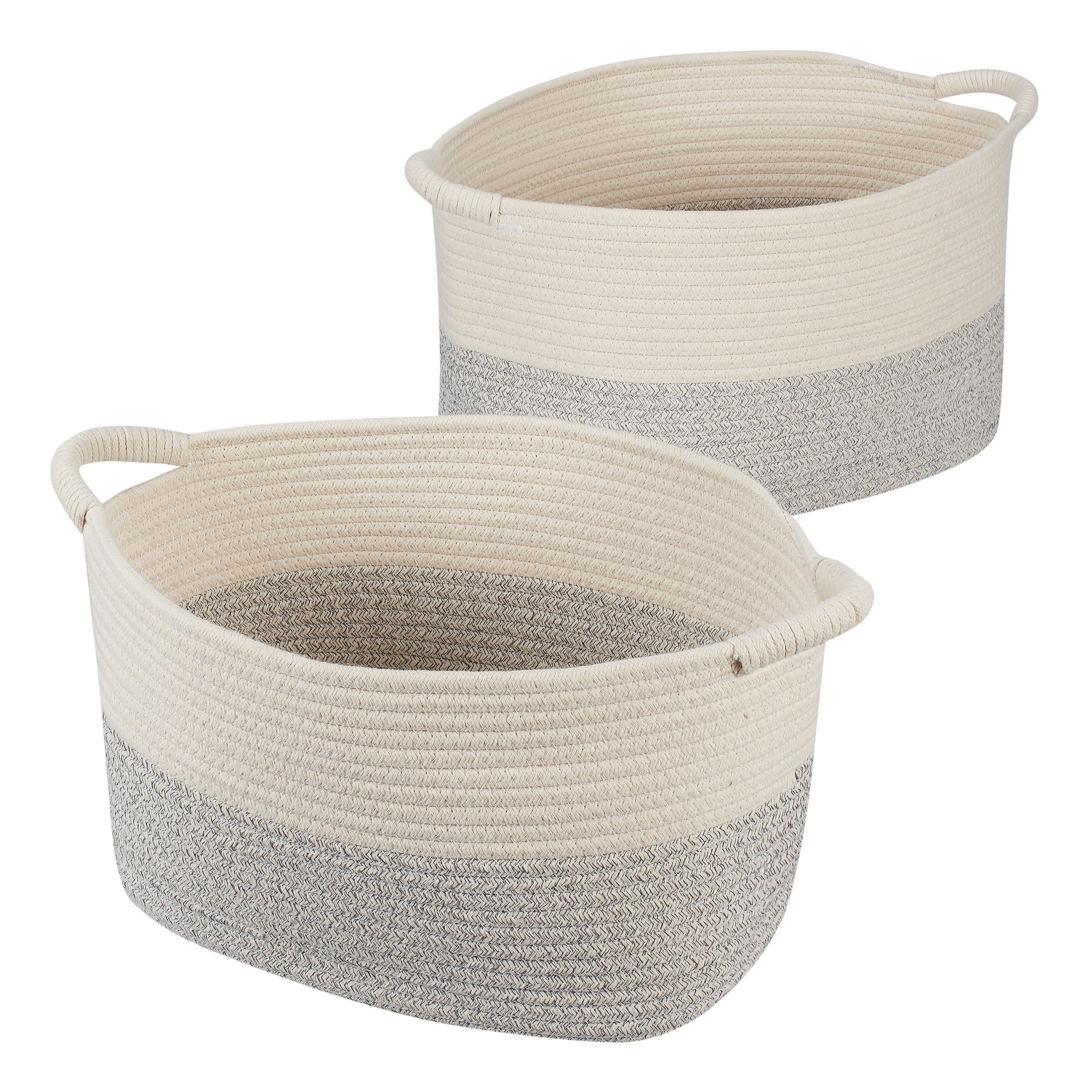 Mainstays Large and Medium Cotton Rope Rectangle Tote Bins