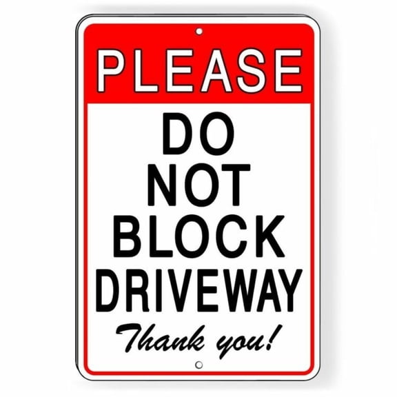 HELLOYOUNG 8x12" Do Not Block Driveway Metal Tin Sign, Weatherproof Rustic Wall Art for Garage & Fence, Heavy Duty UV Fade Resistant with 5-Year Warranty, Ideal for Rental Property Decoration