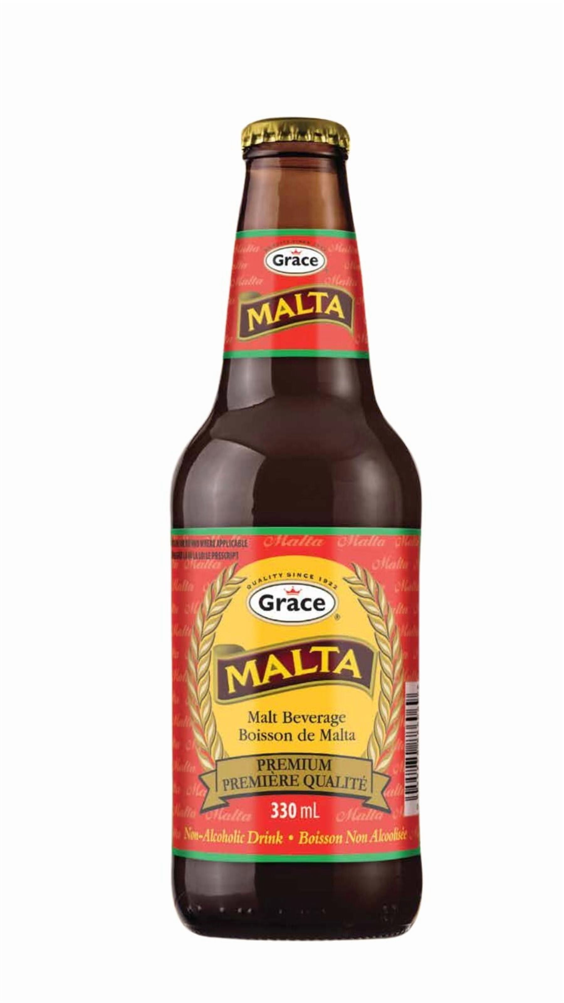 Boisson au malt Grace Malta, bouteille de 330 ml Boisson maltée sans alcool au goût doux et sucré – sans caféine 330ml